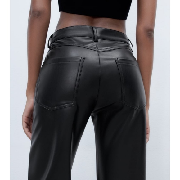 Zara Straight Leg Leather Pants - Picture 6 of 11